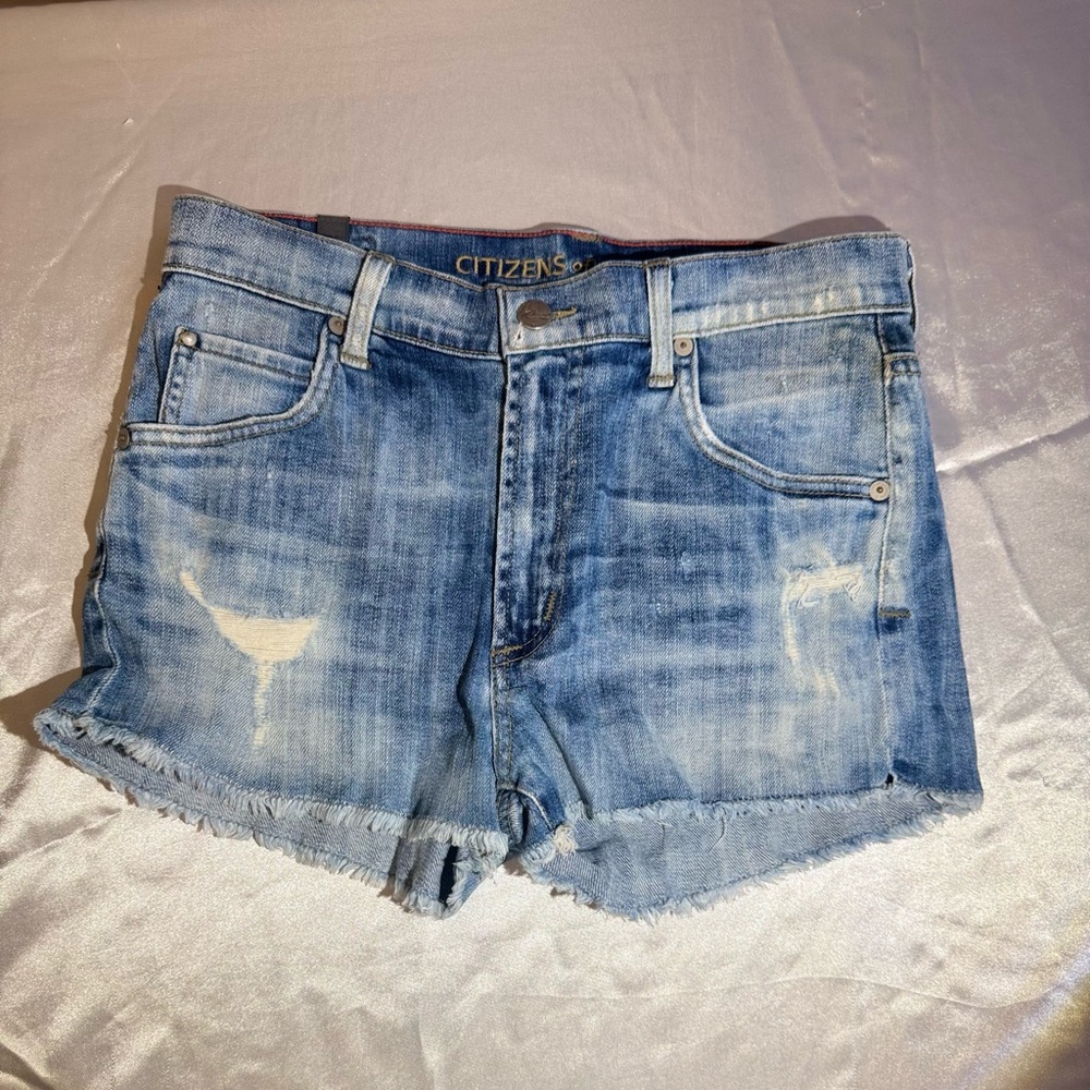 Citizens Of Humanity Distressed Raw Hem Denim Jean Shorts Size 27